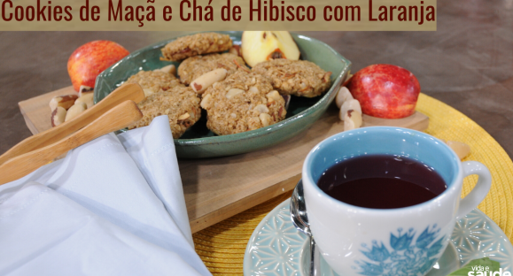 Receita: Cookies de Maçã e Gengibre e Chá de Hibisco com Laranja