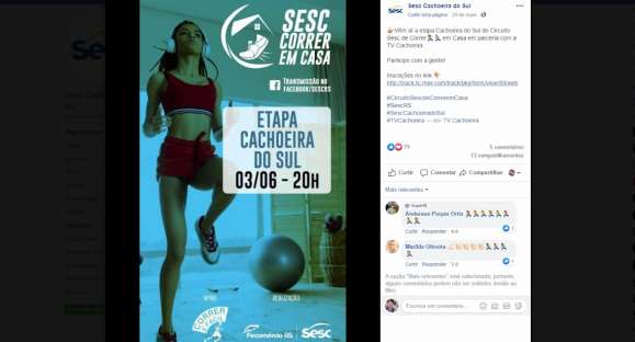 “SESC Correr em Casa” começa nesta quarta-feira