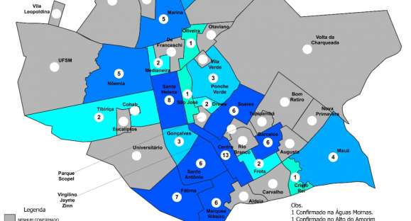 Veja os bairros de Cachoeira do Sul com maior incidência de coronavírus