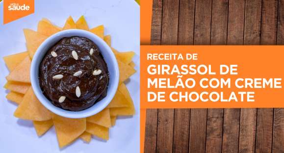 Receita: Girassol de melão com creme de chocoalte