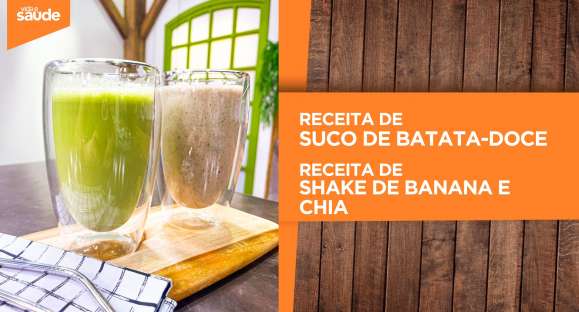 Receitas: Suco de batata-doce e shake de banana e chia